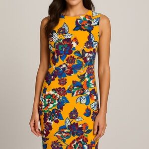 Calvin Klein Floral Sleeveless Dress - Yellow size 6
